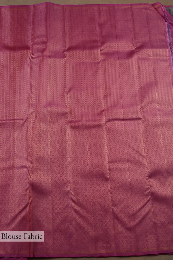 Purple & Blue Kanchipuram Tissue Saree with Zari Woven Design - Image 5